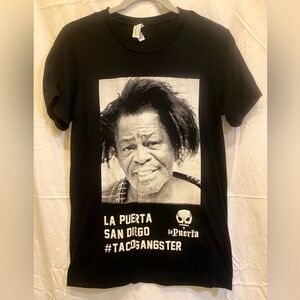 Black Men’s Tee La Puerta Tacos and Mugshot